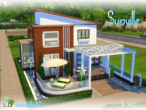 Sims 4 — Sunville No CC by LenaSimsHomes — Lovely little two story house for your sim Built in Newcrest on the Oak Alcove