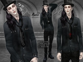 Sims 4 — RENN - Gothic Shirt with Loose Tie - MALE by Helsoseira — Simple gothic shirt with loose tie for male sims.
