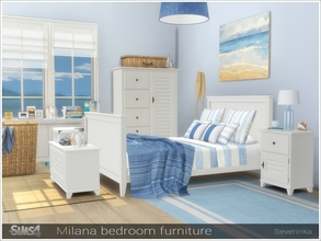 Sims 4 — Milana bedroom furniture by Severinka_ — A set of furniture and decor for decorating a bedroom in a marine