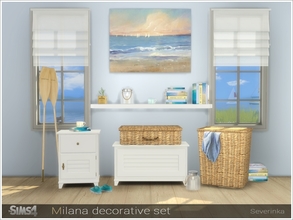 Sims 4 — Milana decorative set by Severinka_ — A set of decoration in marine style in a yellow and light blue color