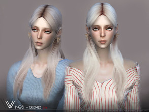 Sims 4 — WINGS-OE0423 by wingssims — This hair style has 20 kinds of color File size is about 12MB Hope you like it!