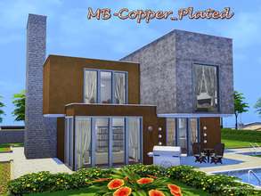 Sims 4 — MB-Copper_Plated by matomibotaki — Stacked over another cube style family house with stylish details; Modern