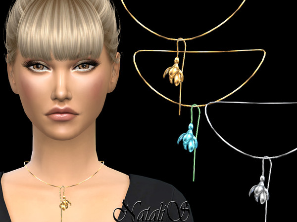 Sims 4 — NataliS_Spring flower pendant necklace by Natalis — Spring flower pendant necklace. FT-FA-FE 3 colors.