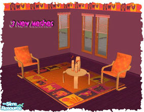Sims 2 — S2 By Lurania by lurania — 6 objects with 3 new meshes!A chair,a coffee table and a big rug!And recolors of a