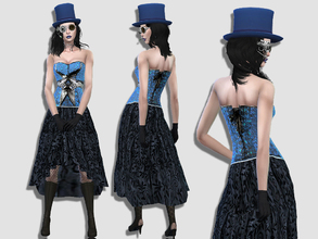 Sims 4 — Steampunk by _Simalicious_ — Shiny coloured dress with black lace 8 colors, teen to elder, everyday, formal and