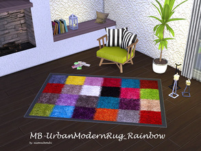 Sims 4 — MB-UrbanModernRug_Rainbow by matomibotaki — MB-UrbanModernRug_Rainbow, modern multi colored rug with fluffy