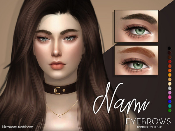 Sims 4 — Nami eyebrows by MerakiSims — eyebrows in 16 colours
