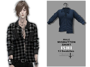 Sims 4 — ISHI - Misbutton Shirt - Male by Helsoseira — Name : ISHI (misbutton shirt) Sub part Type : Button ups Fashion