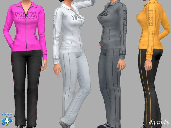 Sims 4 — Sweatsuit - Jamie by Dgandy — Wear out or to the gym. Coordinating top and pants.