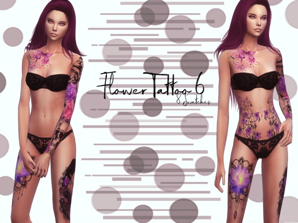 Sims 4 — Flower Tattoo 6 by Reevaly — 8 Swatches. For Female. Teen to Elder.