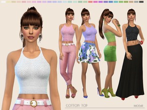 Sims 4 — Cotton Top by Paogae — Short cotton top, 28 colors, perfect to combine with skirts and trousers in many
