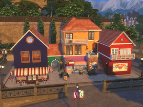 Sims 4 — Small Village / NO CC by residentsim — A charming small village with 3 houses, one flower shop and a cozy