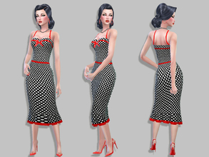 Sims 4 — Gil by _Simalicious_ — Retro dress with dots Teen to elder, everyday and party New mesh, all lods On the model :