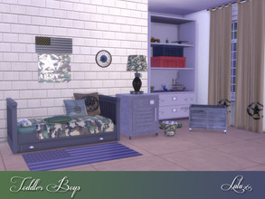 Sims 4 — Toddler Boys Bedroom  by Lulu265 — A military themed room for toddlers . Included in the options is a US Army