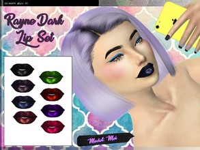 Sims 4 — Rayne Dark Lip Set by -KaiSims- — 8 Deep Colored Lipstick Set~ for every skin-tone.~ Gender: Female and Male