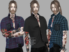 Sims 4 — GEIR - Half-Tuck - Shirt  by Helsoseira — Name : GEIR Style : Male half tuck shirt Sub part Type : Button ups