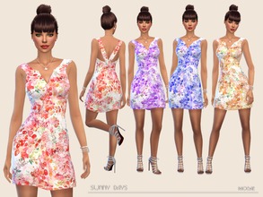 Sims 4 — Sunny Days by Paogae — Summer mini dress with floral pattern in four colors, to be used in a thousand ways and