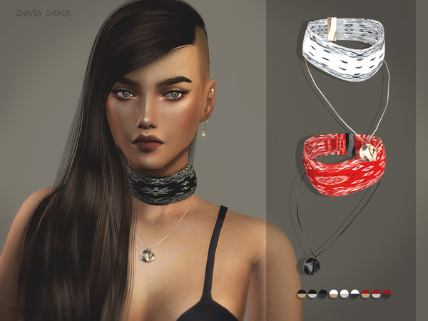Sims 4 — Magnolia-C - Zhavia Choker by magnolia-c — New mesh by me. 9 swatches - 3 different patterns. Custom thumbnail.