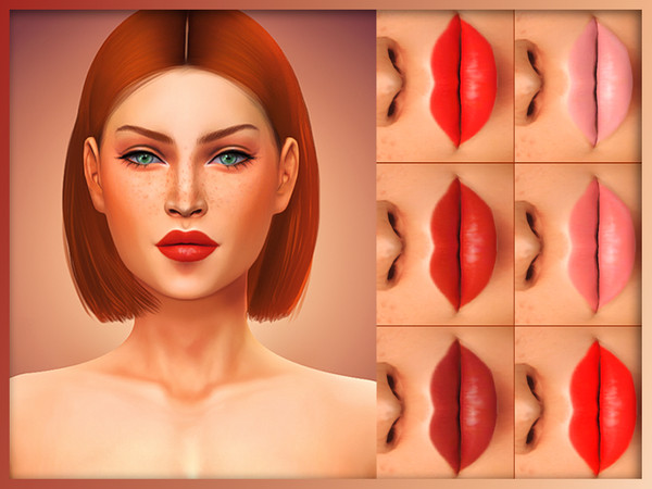 Sims 4 — Rosy Red Lipstick by KatVerseCC — Rosy Red Lipstick for your sims. I hope you like it. :) 6 swatches Teen -