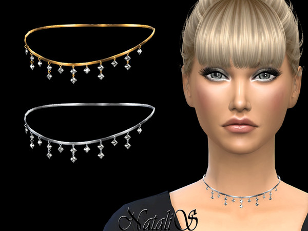 Sims 4 — NataliS_Pendant crystals choker by Natalis — Pendant crystals choker. FT-FA-YA 2 colors.