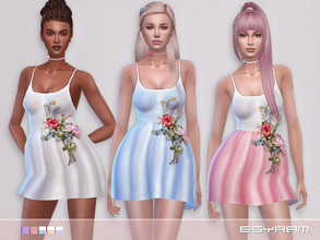 Sims 4 — La robe fleurie by EsyraM — Pretty satin dress with flower