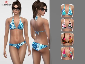 Sims 4 — Bikini Flower Top by remaron — -Bikini top -5 Swatches -Custom CAS thumbnail -Teen to elder age category -More