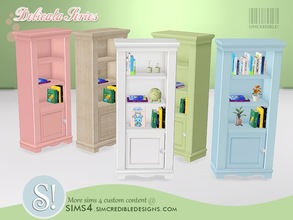Sims 4 — Delicata Kids bookcase by SIMcredible! — by SIMcredibledesigns.com available at TSR 5 colors variations