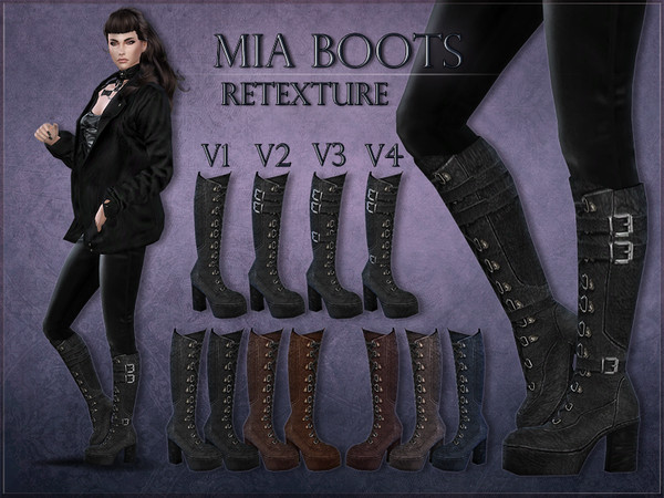 Sims 4 — Madlen Mia Boots - Retexture - MESH NEEDED by RemusSirion — Lace Boots for Sims 4 This is a retexture of