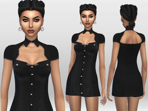 Sims 4 — Military Steampunk Dress by Puresim — A mini black steampunk dress. - teen to elder - everyday, formal and party