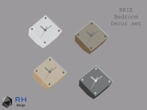Sims 4 — Brie Wooden Desk Clock by RightHearted — A modern wooden clock that has a unique design. Its light weight and
