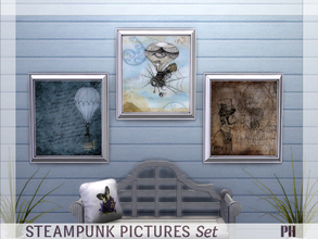 Sims 4 — Steampunk Paintings Set by Pinkfizzzzz — Beautiful steampunk paintings for the sims steampunk enthusiast Set of