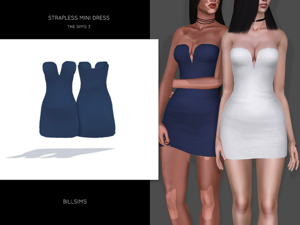 Sims 3 — Strapless Mini Dress by Bill_Sims — YA/AF Everyday/Formal Available for maternity Recolorable | 1 channel 2