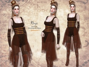 Sims 4 — [FIXED!] RHYN - Steampunk Dress by Helsoseira — Name : RHYN Style : Steampunk dress Sub part Type : Short dress,