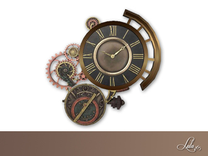 Sims 4 — Elegant Steampunk Wall Clock by Lulu265 — Part of the Elegant Steampunk Bedroom Set