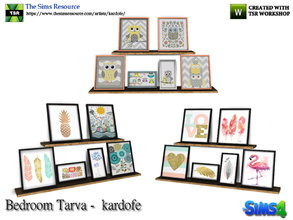 Sims 4 — kardofe_Bedroom Tarva_Ledge with paintings by kardofe — Two shelves with frames supported, in three different