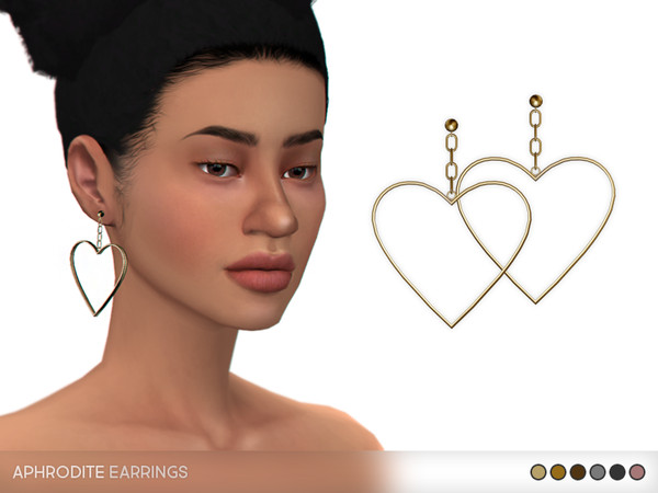 Sims 4 — Aphrodite Earrings by pixelette — - New mesh - All LODs - HQ compatible - Specular map - 6 swatches - Custom