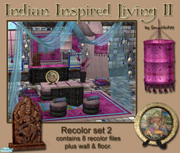 Sims 2 — Indian Inspired Living II - RC2 by Simaddict99 — Recolor set in cool pink, purple & blue. This will match