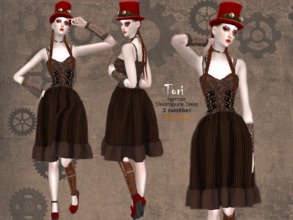 Sims 4 — TORI - Steampunk - Dress by Helsoseira — Name : TORI Style : Steampunk Dress Sub part Type : Short dress,