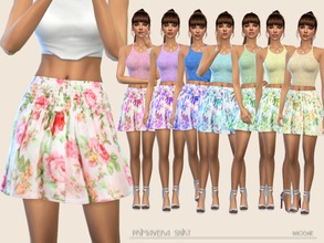Sims 4 — PrimaveraSkirt by Paogae — Floral mini skirt, eight colors, curled at the waist, slightly flared ... ready for