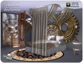 Sims 4 — Punchet bedroom by jomsims — for steampunk theme here , punchet bedroom 11 new items . Double bed,with pleated