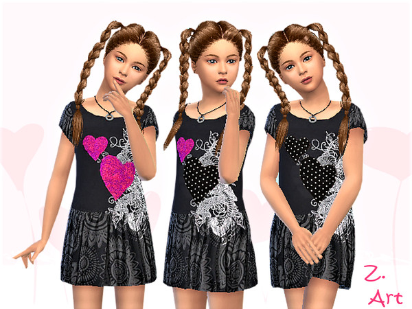 Sims 4 — GirlZ. 14 by Zuckerschnute20 — A casual shirt dress with tattoo print :D 3 variations CAS thumbnail package file