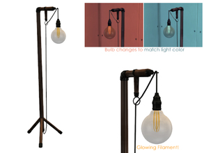Sims 4 — Barclay Floor Lamp by sim_man123 — An edison style light bulb suspended from some copper pipes.