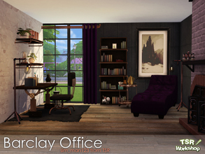 Sims 4 — Barclay Office by sim_man123 — An industrial-steampunk styled office, featuring heavy oak woods and copper