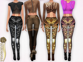 Sims 4 — Steampunk Mechanical Gear Cosplay Leggings by Harmonia — 8 color Please do not use my textures. Please do not