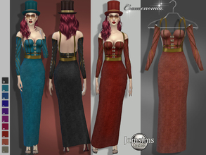 Sims 4 — cramenomia dress, by jomsims — cramenomia dress, for her, in 10 shades. long dress corset, braces. gloves