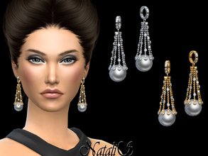 Sims 4 — NataliS_Waterfall earrings with pearl by Natalis — Waterfall earrings with pearl. FT-FA-FE 2 colors.