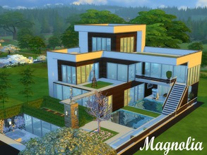 Sims 4 —  Magnolia by Sims_House — Magnolia this is a modern three-storey house with large terraces and a basement fourth