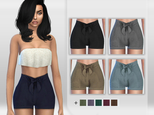 Sims 4 — Tie-Front Shorts by Puresim — A casual tie-front shorts. - 10 colors - teen to elder - everyday and sleepwear