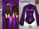 Sims 4 — yaquela bodysuit by jomsims — yaquela bodysuit for her in 20 shades. bodysuit with high collar and sleeves, semi