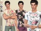 Sims 4 — Floral T-shirt for man by Birba32 — T-shirt with roses printed for the most romantic men, in 6 recolors. Base